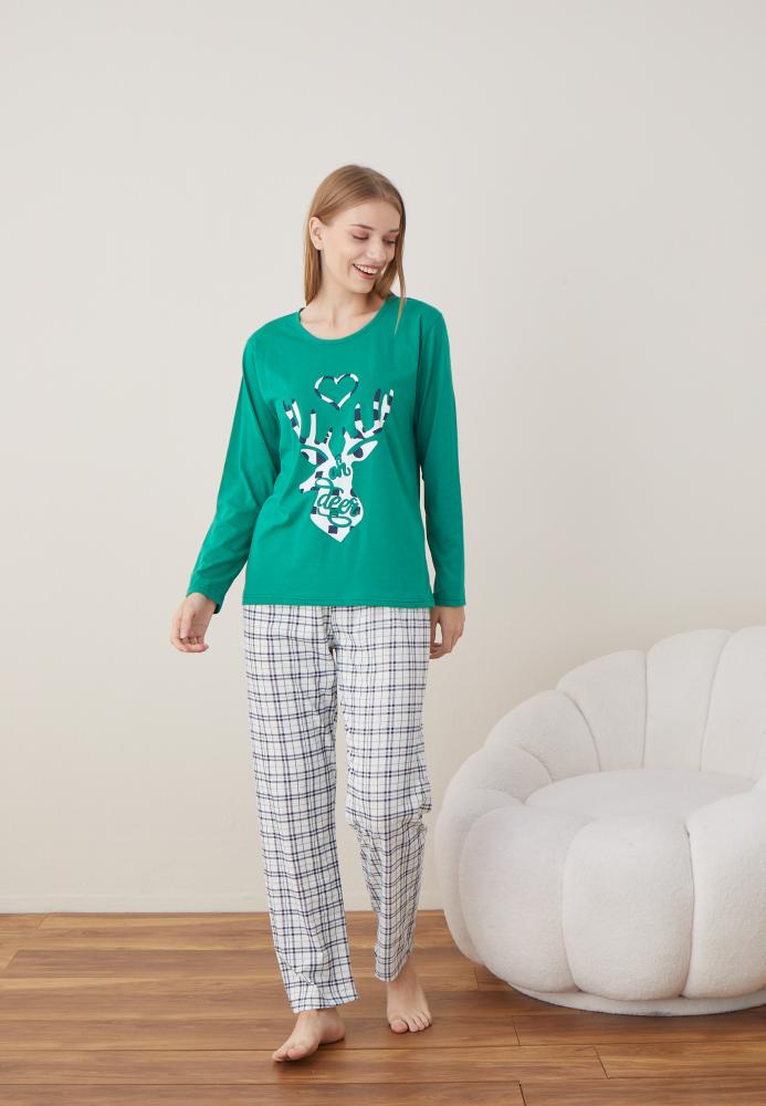 Pijama Dama Craciun ,maneca lunga ,pantaloni lungi,Engros